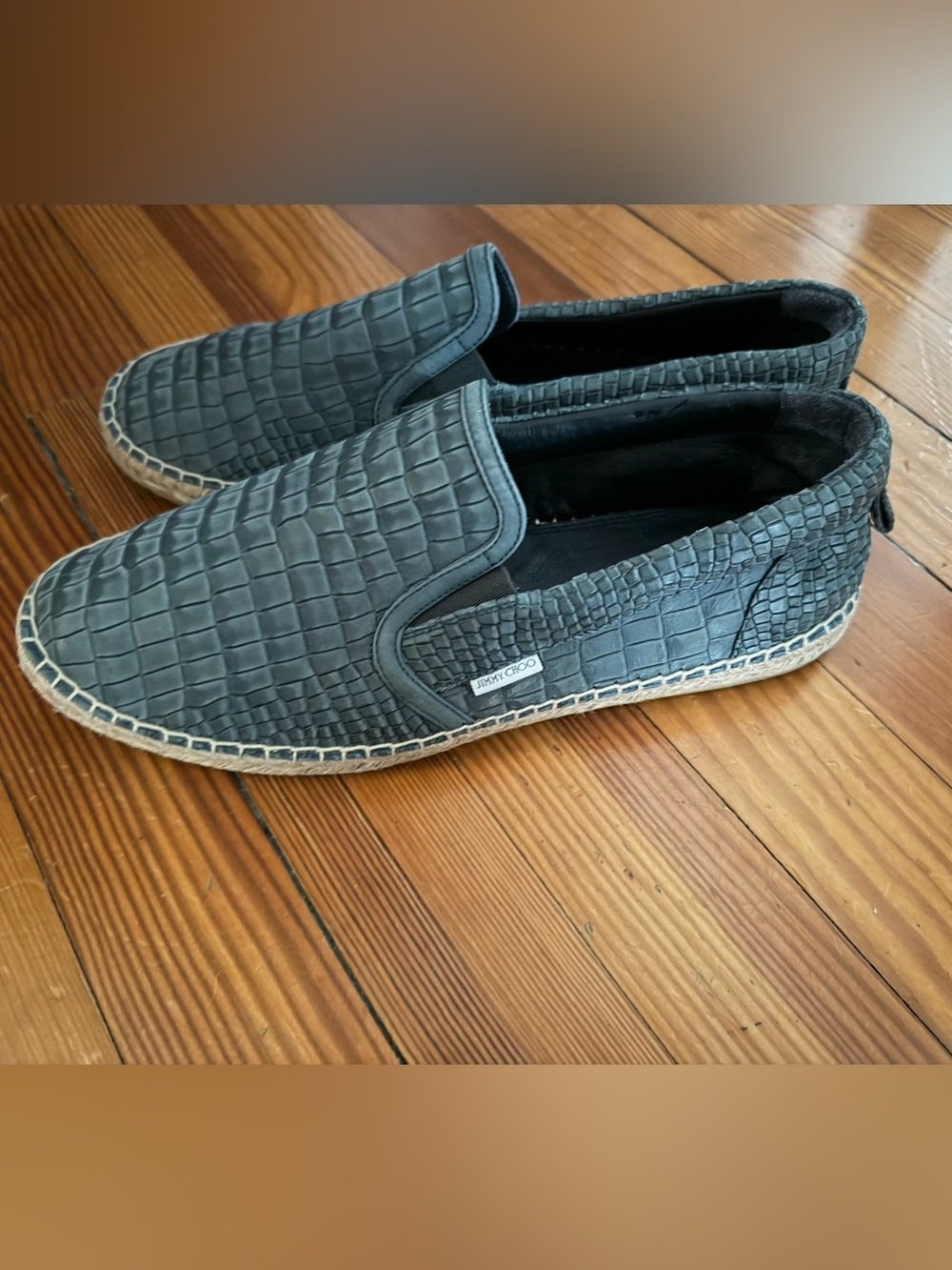 Jimmy Choo Men's Vlad Crocodile-Embossed Leather Espadrille Size 41 1/2 8 1/2 US